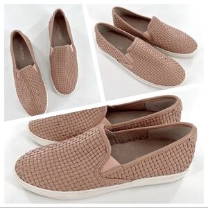 J Slides Women's Calina Dusty Pink Leather Woven Fashion Sneakers size 7